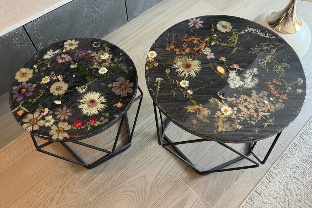 Handcrafted Resin Table , Two pieces