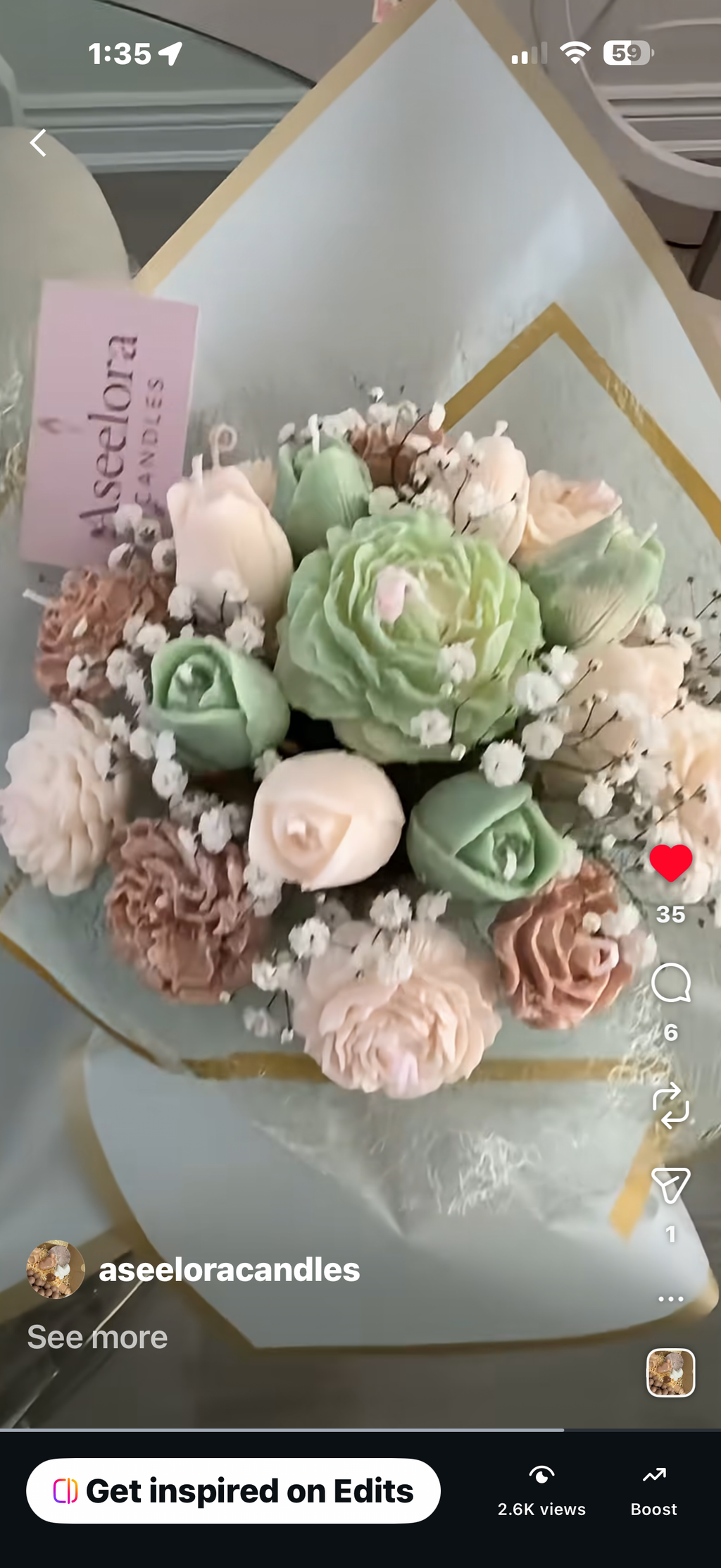 Handmade Soy Wax  Flowers Candles